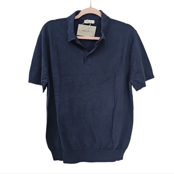Collars & Co. Other - NWT Collars & Co Mens Navy Blue Knit Shirt Size 2X Pullover Cotton Silk